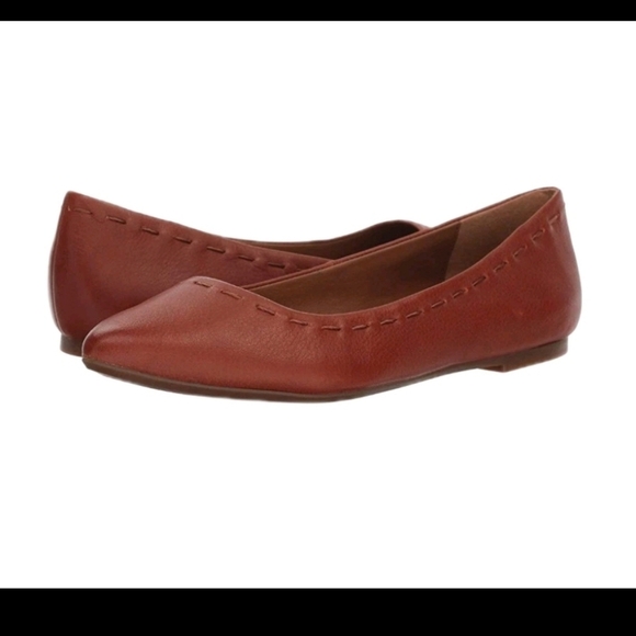 Frye Shoes - Frye Womens Brown Leather Kiki Stitch Classic Pointed Toe Ballet Flat 8